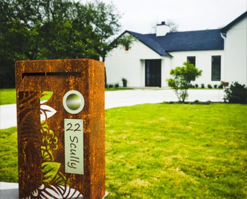 Letterbox render corten metal letterboxes