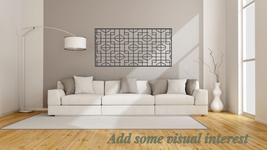lounge setting with our incision morocco decorative metal screen for some interest
