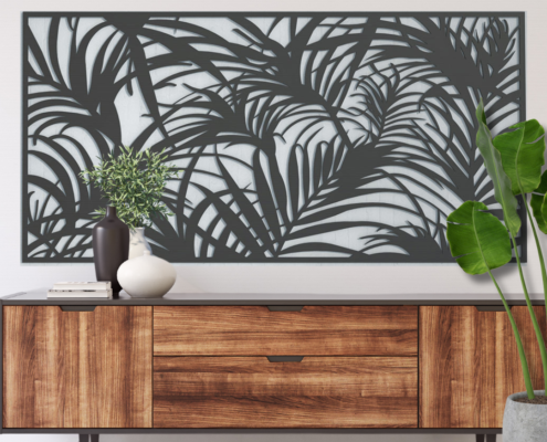 Windy Incision Decorative Metal Screen in and indoor setting.