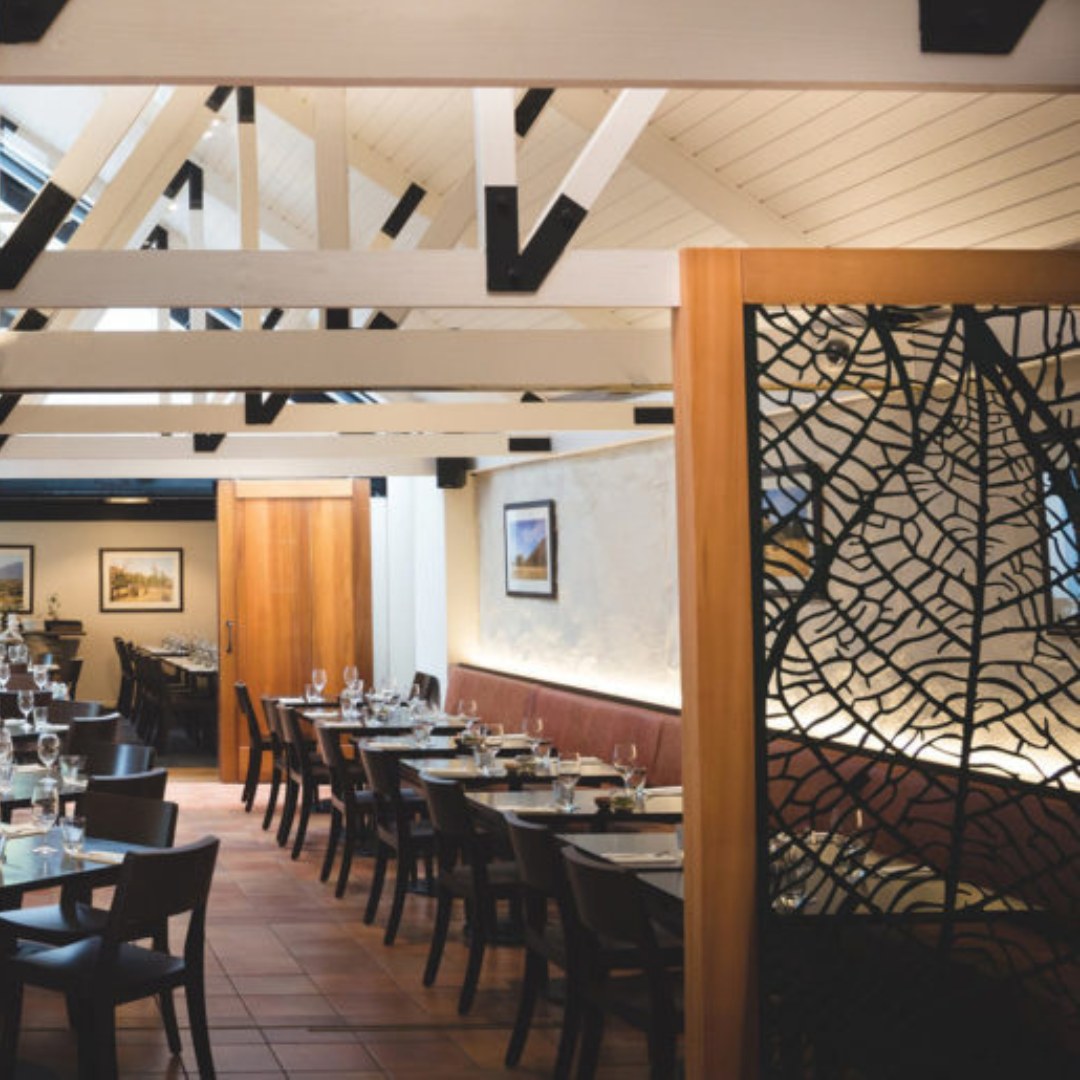 decorative metal screen in a restaurant