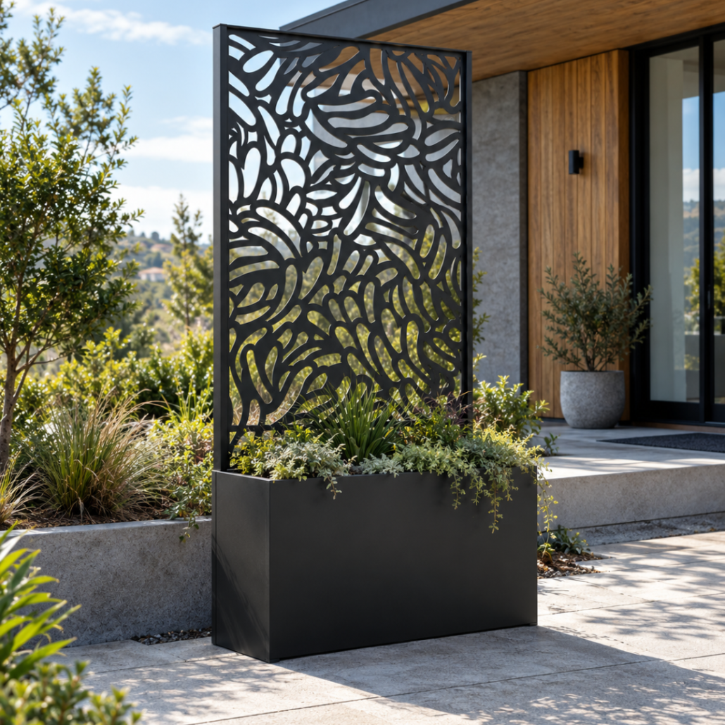 Flow Decorative Metal Screen Settings (5) flow planter by incision